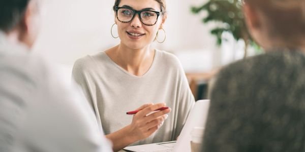 Candidate speaking with an interviewer